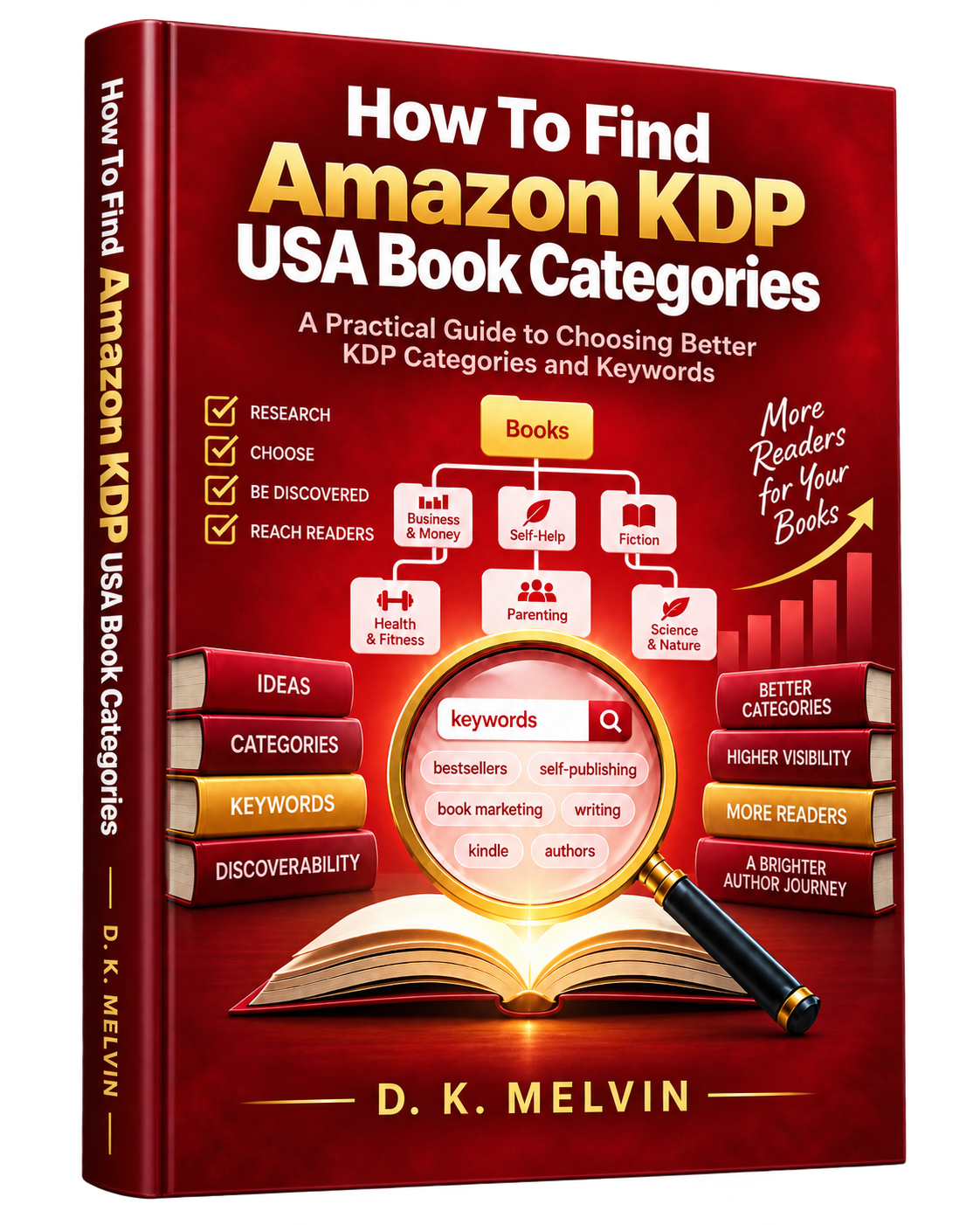 Amazon USA KDP Categories Guide Book 3D - RED